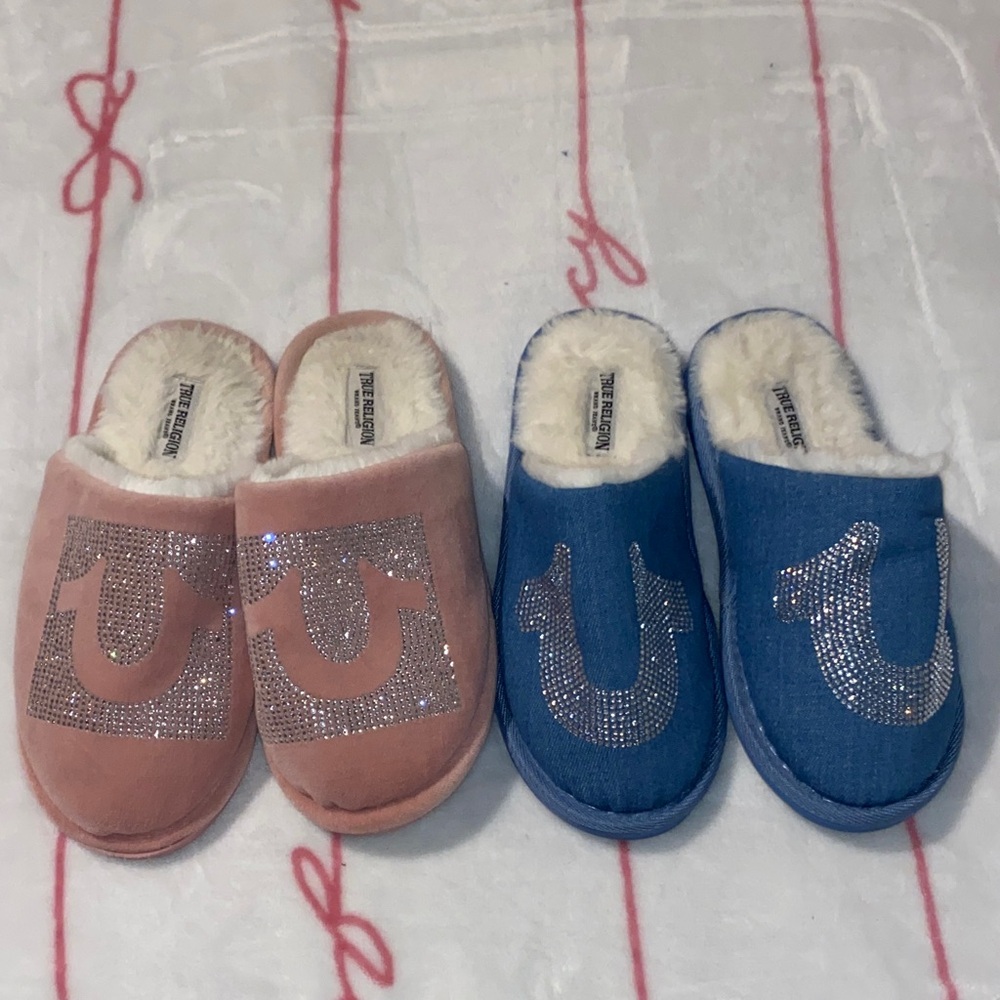True Religion Pink and Blue Women's Slippers